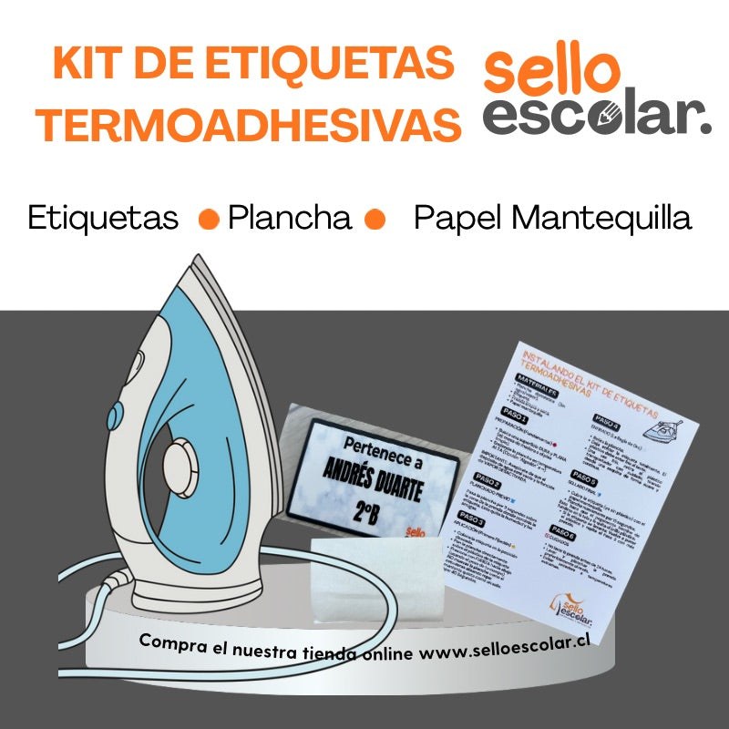 Kit de etiquetas termoadhesivas con nombre